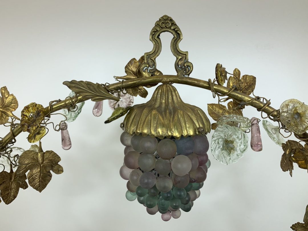 Винтажная лампа из бронзы и стекла Мурано