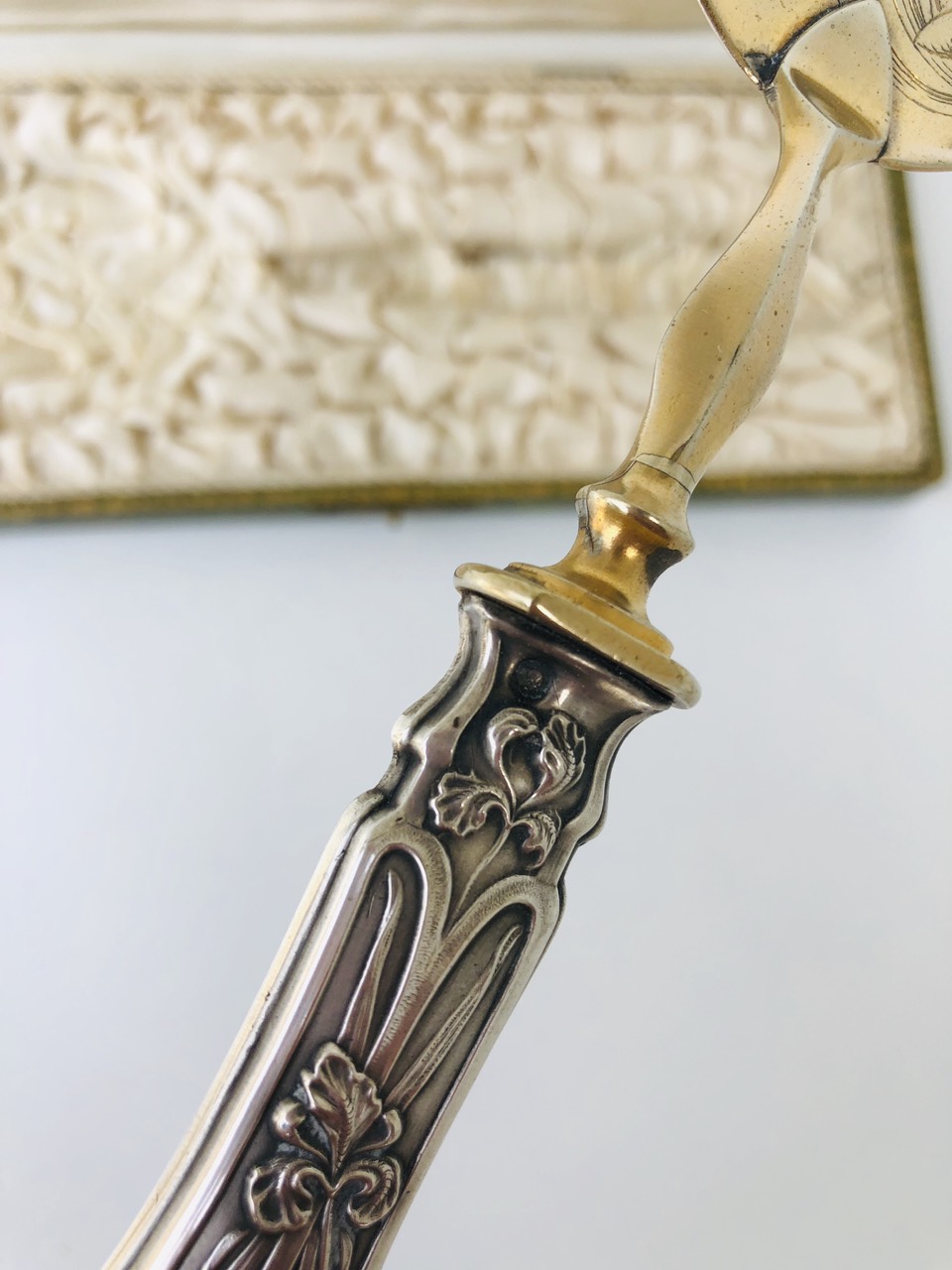 Антикварная лопатка для мороженого с серебряной ручкой