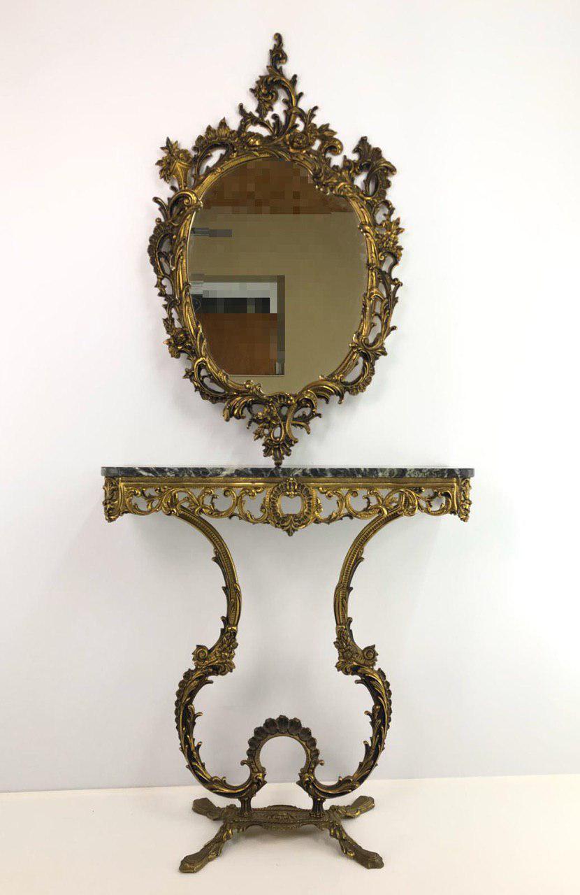 Винтажная бронзовая консоль и зеркало