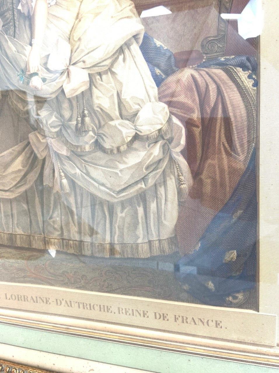 Антикварная гравюра "Мария-Антуанетта"