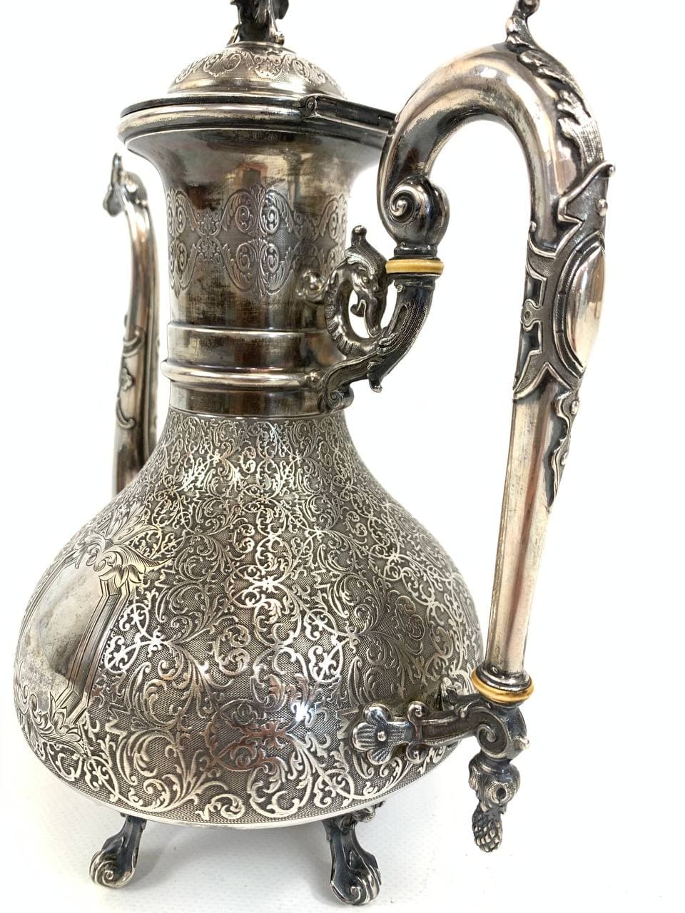 Антикварный чайник из серебра ювелира Hertz, Simon