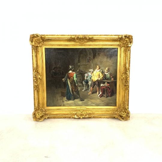 Антикварная живопись конца XIX века - «Мушкетёры в таверне»