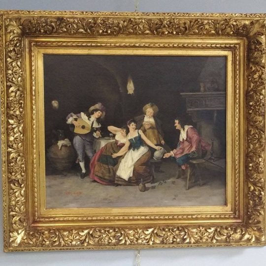 Антикварная живопись «Мушкетёры в таверне»