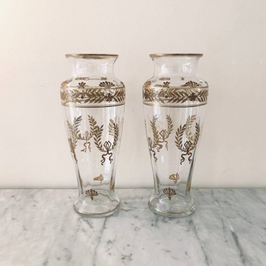 Антикварная пара ваз ручной росписи