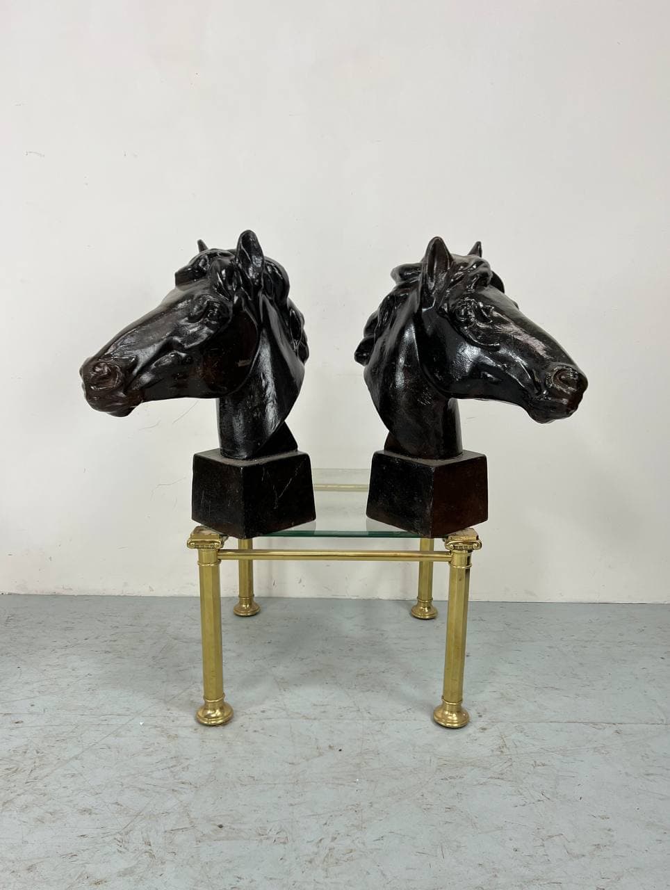Винтажная пара скульптур «Голова лошади»