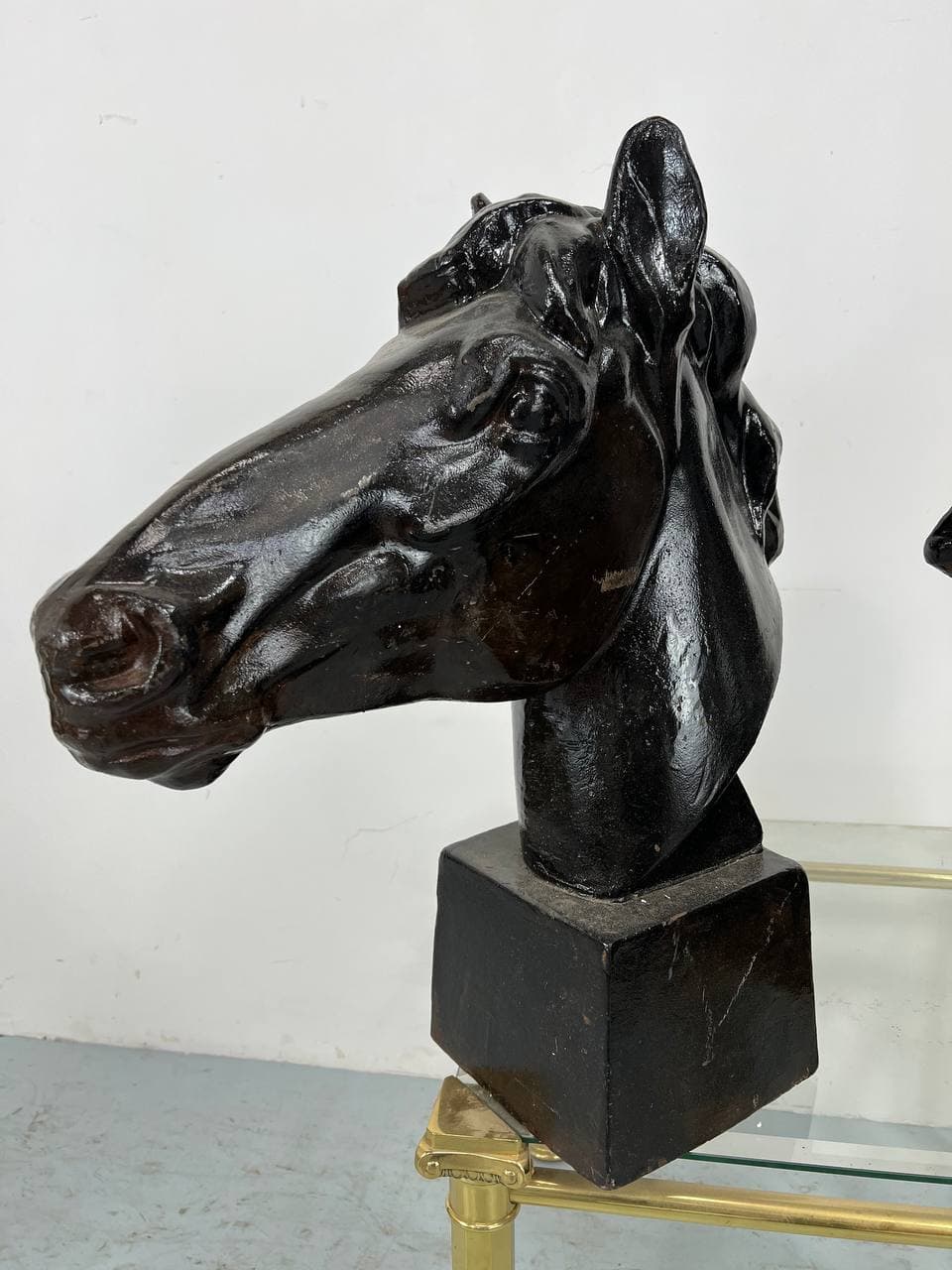 Винтажная пара скульптур «Голова лошади»