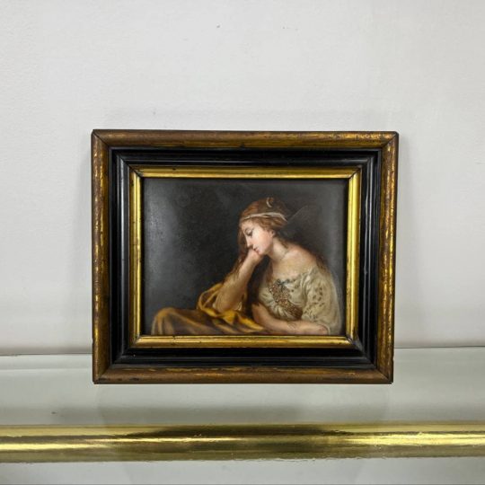 Антикварная фарфоровая картина-миниатюра «Меланхолия»
