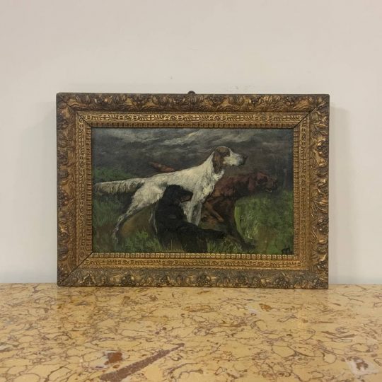 Антикварная картина «Охотничьи собаки»