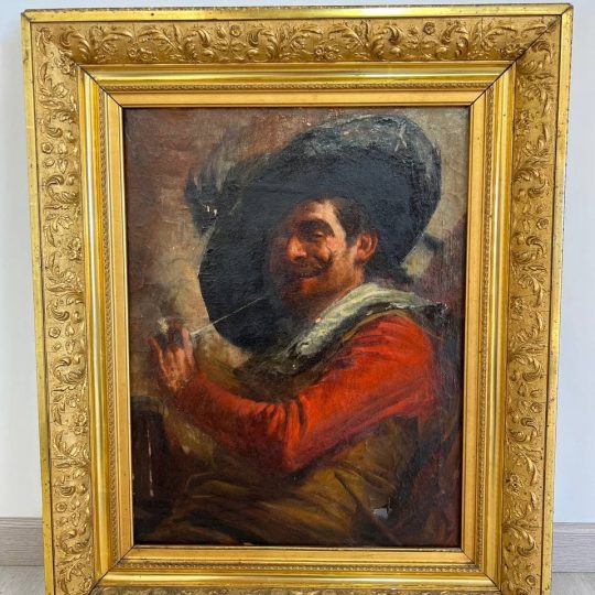 Антикварная картина «Мужчина с трубкой»