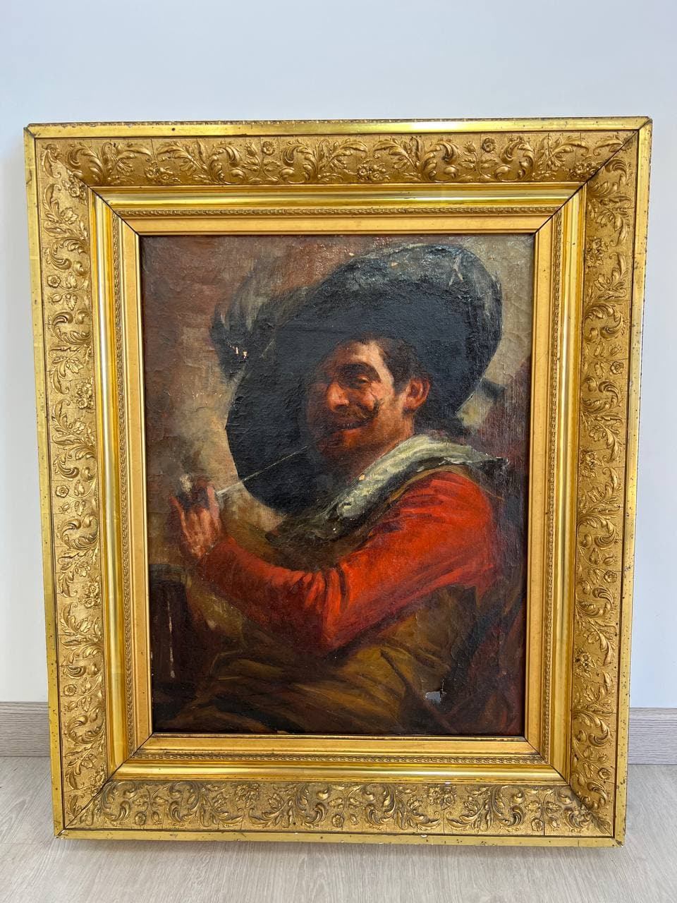 Антикварная картина «Мужчина с трубкой»