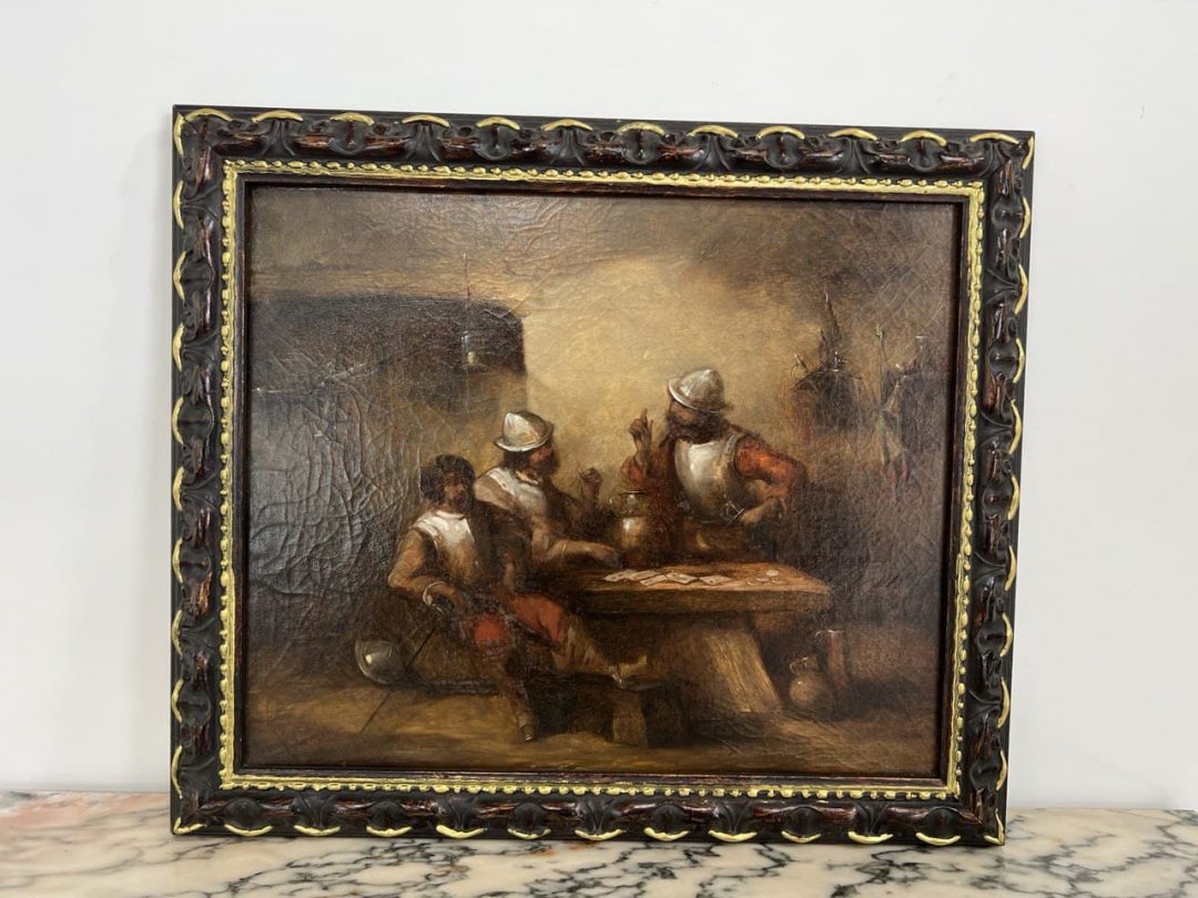 Антикварная живопись «Отдых  дворцовых стражников»