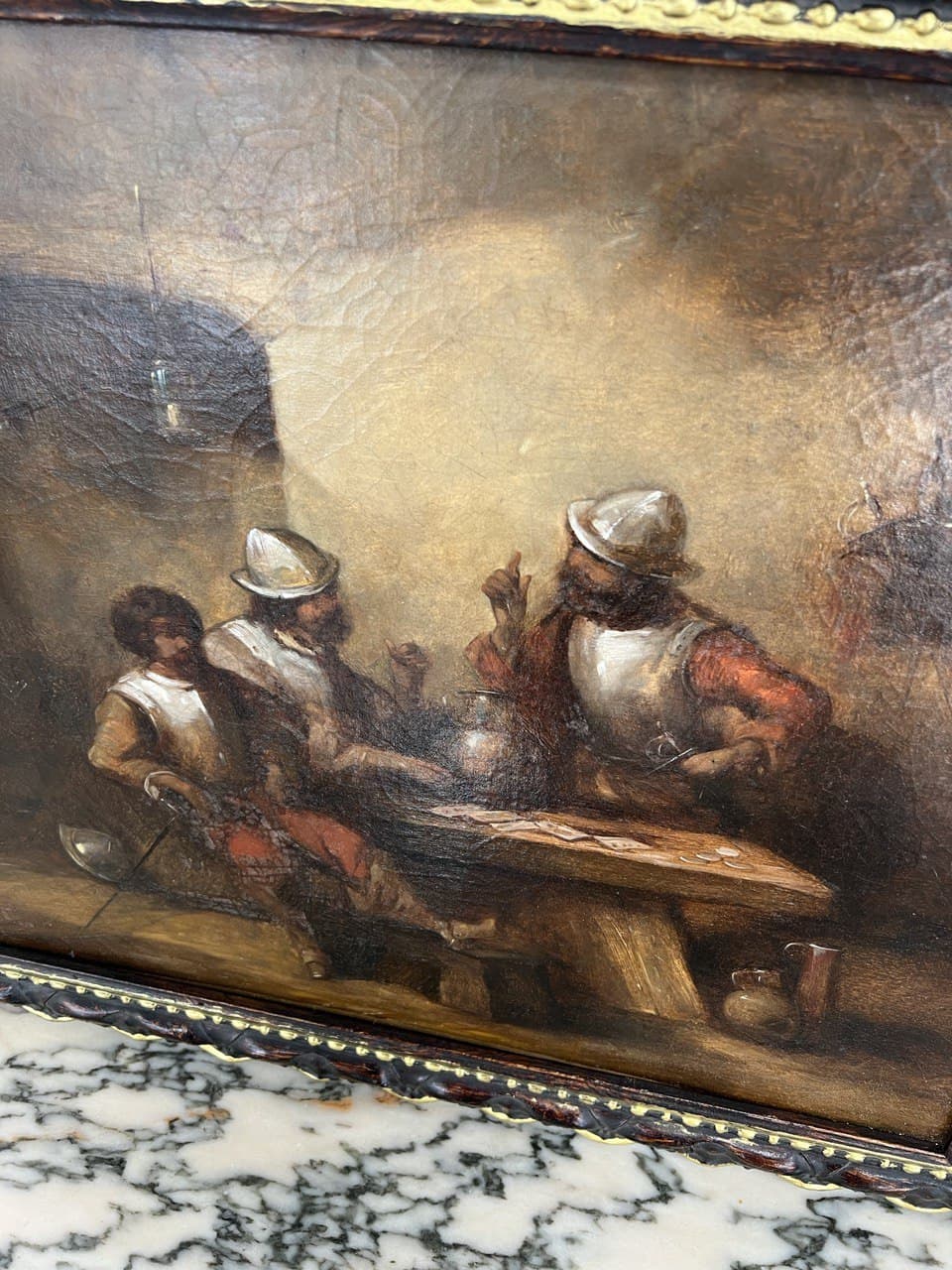 Антикварная живопись «Отдых  дворцовых стражников»